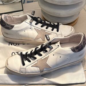 Golden Goose White and Gray Star Sneakers 38